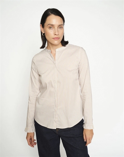 Mos Mosh - MMMattie Flip Stripe Skjorte - Safari